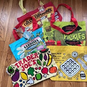 Lot (5) VTG New Old Stock Trader Joe’s Shopping Totes Reusable Bags Collectors